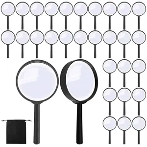 Elcoho 24 pack black plastic magnifying glasses