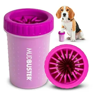 Dexas MudBuster fuchsia paw cleaner with silicone bristles