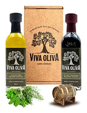 Viva Oliva gift set with Tuscan Herb olive oil and balsamic vinegar