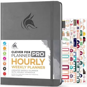Gray Clever Fox A4 planner with faux leather cover and pen loop