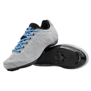Tommaso Pista Aria women's SPD spin shoes in grey, with pre-installed cleats and lace-up design