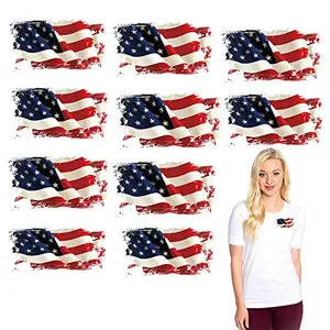 Ten small American flag iron-on patches for clothing DIY decorations