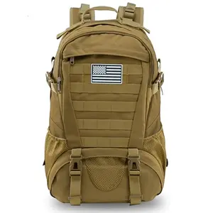 Jueachy 30L Tactical Daypack with USA flag patch in tan