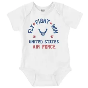 Brisco Brands Fly Fight Win USAF American Air Force Baby Romper