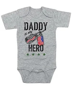 Baby in Daddy Is My Hero army onesie