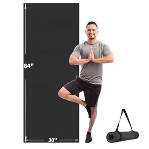 CAMBIVO extra long black yoga mat, 84 inches long, honeycomb bottom non-slip