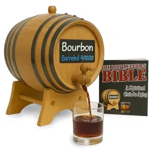 2 liter American Oak Barrel with chalkboard front and wood stand