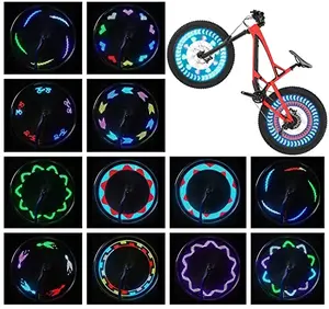 Dorras bike wheel lights installed on wheel rim showing colorful LED patterns