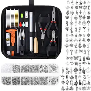 Audab jewelry making kit with pliers, wires, charms and findings