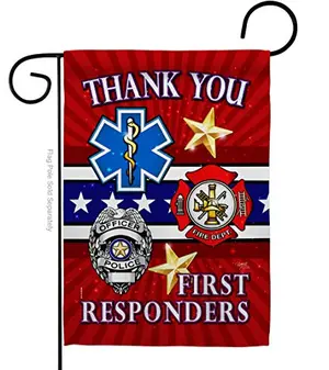 Made in USA double-sided garden flag honoring all branches of first responders