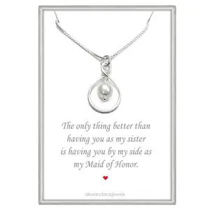 Alexandreasjewels Sterling Silver Infinity Necklace with pearl