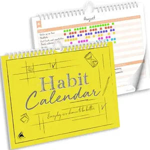 Clever Fox Habit Tracker Calendar yellow cover with colorful habit tracking pages