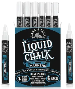 LANA & LUCA 6-pack white chalk markers for American flag highlights