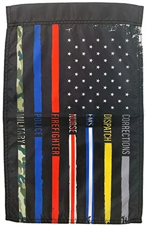 USA-made nylon garden flag honoring first responders with vivid graphics