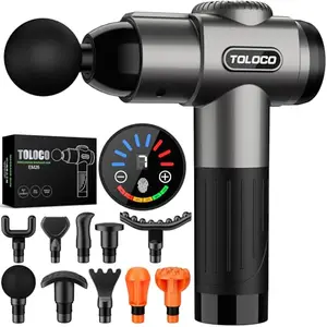 TOLOCO EM26 massage gun with 10 heads and carrying case