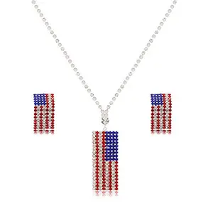 American flag necklace and earrings set for flower girl