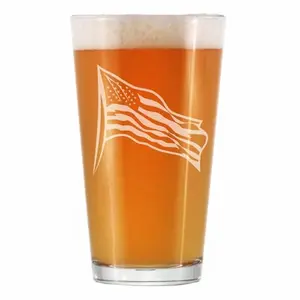 Bevvee hand-etched American flag pint glass in gift box