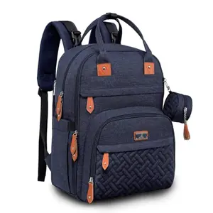 BabbleRoo navy blue diaper bag backpack with multiple compartments