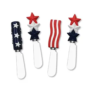 American flag resin cheese spreader set on a wooden board