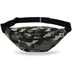 MAXTOP Large Camo Fanny Pack Belt Bag with 4 zipper pockets for hiking and travel