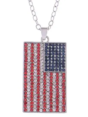 Alilang American flag rhinestone pendant necklace for quinceanera