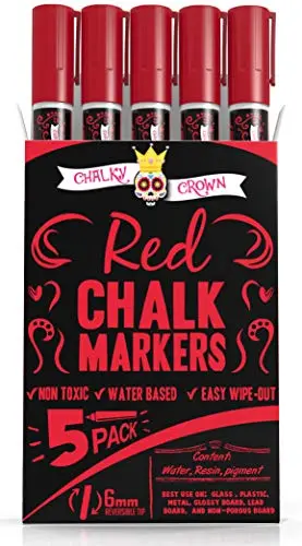 CHALKY CROWN 5-pack red chalk markers for American flag stripes