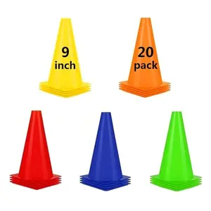 ANSLYQA 20 soccer cones in five bright colors with carry bag on grass