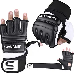 SAWANS punch bag boxing gloves with gel padding and wrist wrap for MMA training