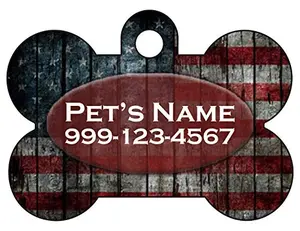 InstaPetTags American flag bone-shaped metal dog tag