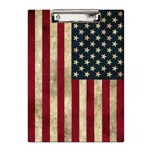 BRITIMES American Flag Clipboard with low-profile metal clip and wood fiber board