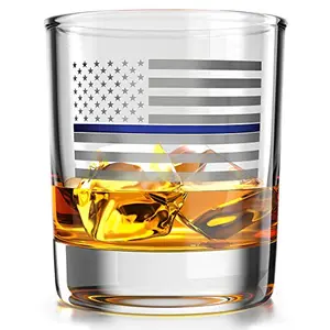 Old Southern Brass Thin Blue Line American flag whiskey glass