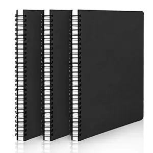 Set of three black hardcover A5 spiral notebooks with college ruling