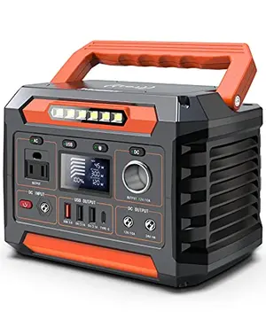PROGENY 300W Portable Power Station in orange with AC outlet and LED light