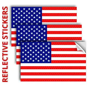 Reflective American flag vinyl stickers set of 3 for outdoor use