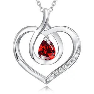 AGVANA genuine garnet infinity heart necklace on woman