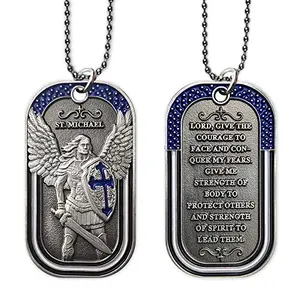 St. Michael archangel dog tag necklace with police officer prayer