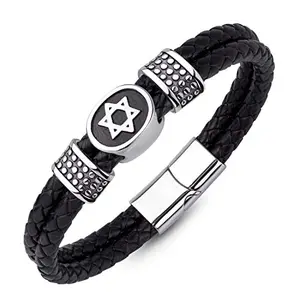 555Jewelry leather Star of David bracelet for bar mitzvah