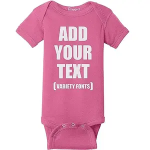 TEEAMORE custom text short sleeve baby bodysuit in raspberry color