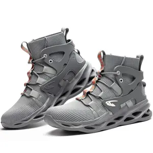 ORISTACO Work Safety Steel Toe Boots in grey high-cut design