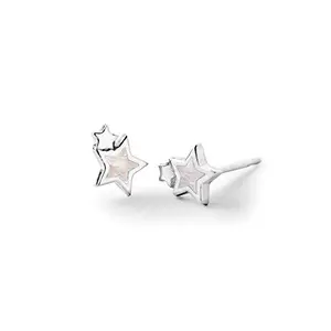 Boma Jewelry Sterling Silver Double Star Mother of Pearl Stud Earrings