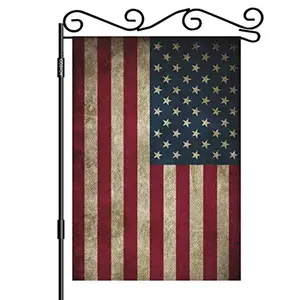 AOYEGO Rustic USA Flag featuring burlap texture in a garden