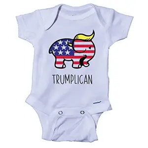 Ink Trendz Trumplican baby onesie elephant flag