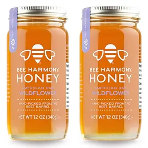 Bee Harmony American Raw Wildflower Honey 2-pack of 12 oz jars