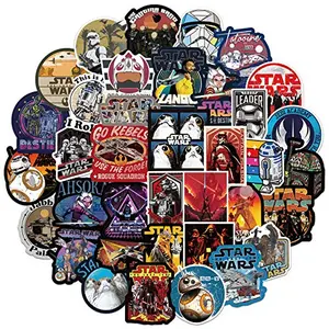 108 Star Wars stickers on skateboard and laptop