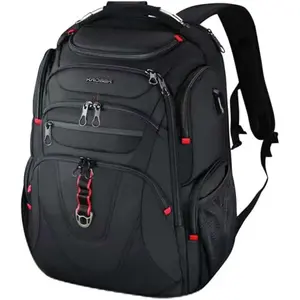 KROSER XL laptop backpack in black, with USB port and RFID pockets, large capacity