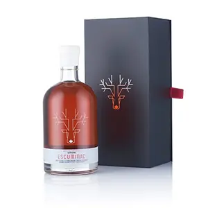 Escuminac Extra Rare Amber maple syrup in elegant glass bottle and gift box