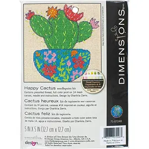 Dimensions Happy Cactus needlepoint kit small 5x5 inch canvas