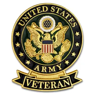 Official U.S. Army veteran lapel pin with stoned enamel and gold plating