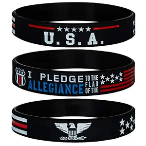 Sainstone silicone bracelets with patriot's prayer and American flag