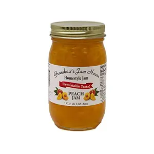 Grandma's Jam House Peach Jam jar with fruit spread
